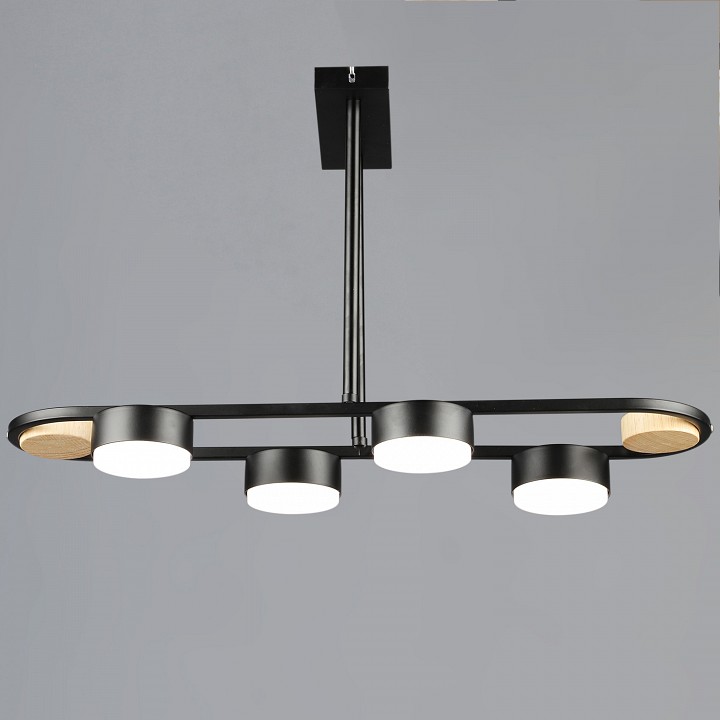 Люстра на штанге De Markt Бремен 4xGX53 02760-0.3-04 BK+WOOD GX53