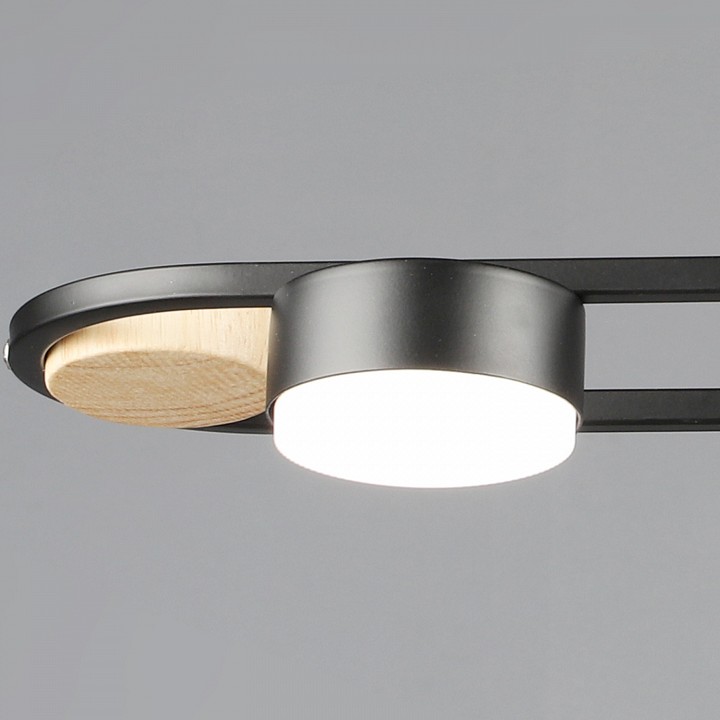 Люстра на штанге De Markt Бремен 4xGX53 02760-0.3-04 BK+WOOD GX53