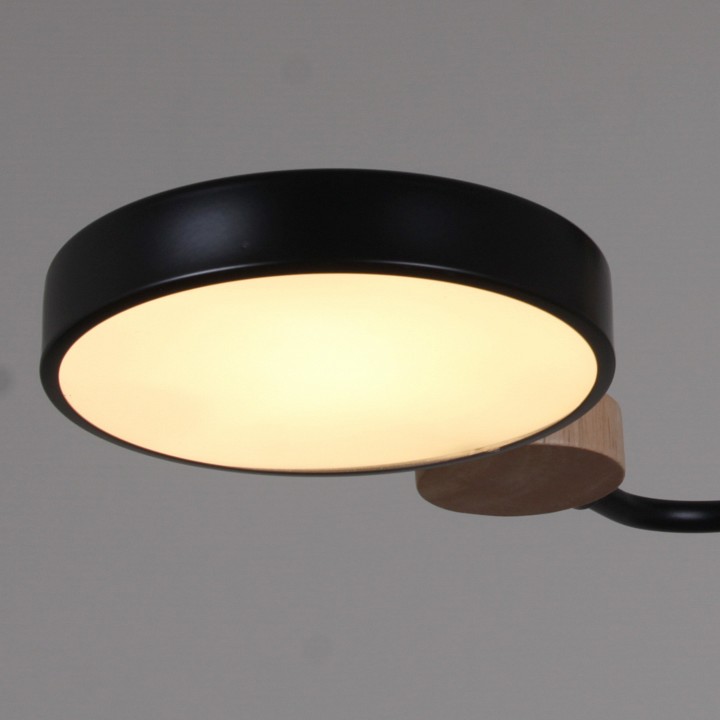 Люстра на штанге De Markt 03326-0.3-05 5 ламп черный дерево 03326-0.3-05 BK+WOOD