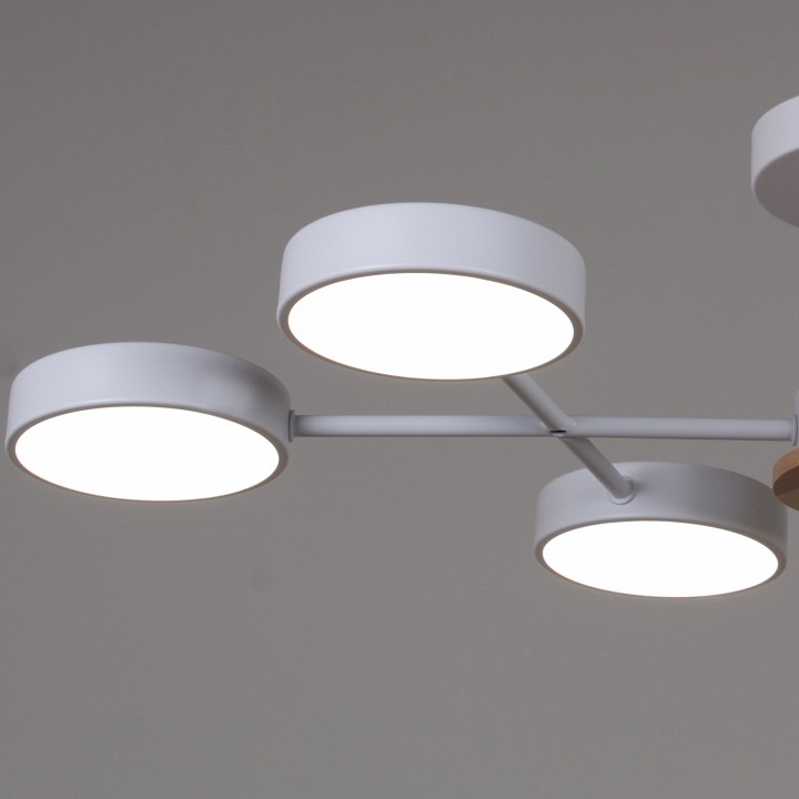 Люстра на штанге De Markt 03335-0.3-06 6 ламп белый дерево 03335-0.3-06 WH+WOOD