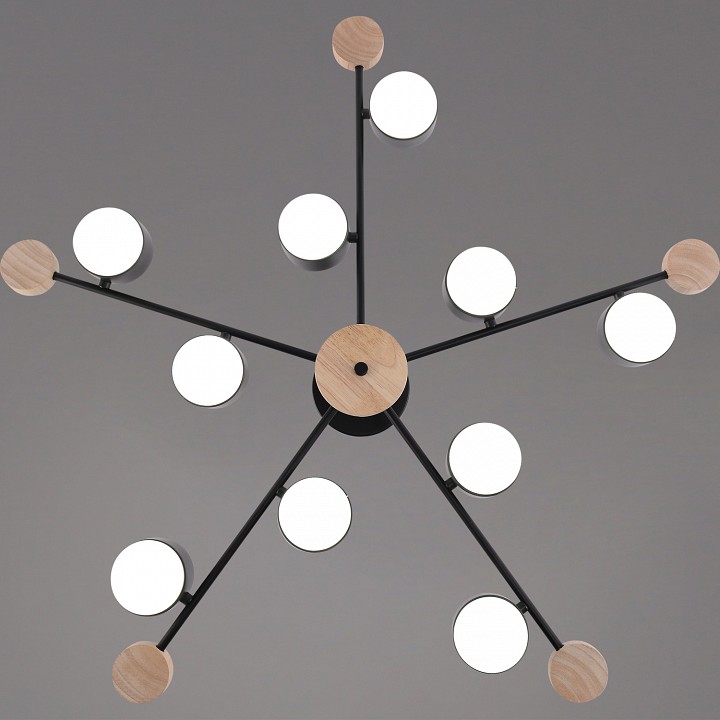 Люстра на штанге De Markt 03751-0.3-10 10 ламп черный дерево GX53 03751-0.3-10 BK+WOOD GX53