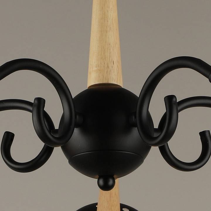 Люстра на штанге Reluce 04886 04886-0.3-05 BK+WOOD