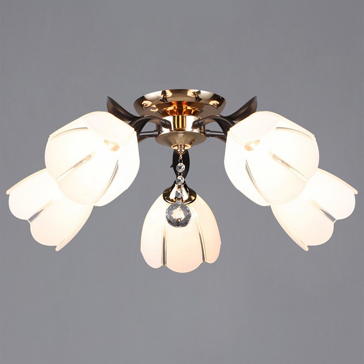 Люстра на штанге De Markt 06382-0.3-05 5xE27 золото/кофе 06382-0.3-05 FGD+COFFEE