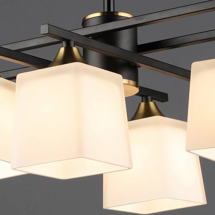 Люстра на штанге De Markt 06668-0.3-08 8xE27 черный/медь 06668-0.3-08 BK+COP