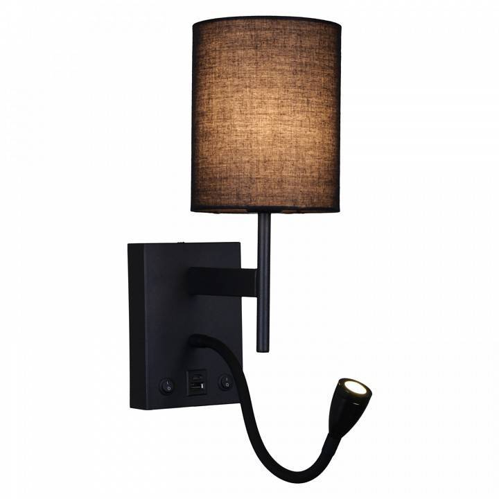 Бра с подсветкой Ambrella Light Wall 86210-9.2-001KT LED3W+E14 BK