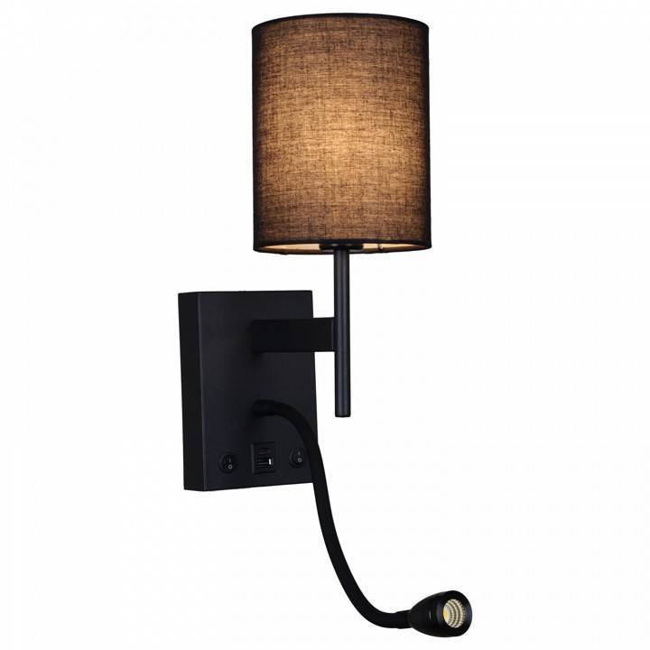 Бра с подсветкой Ambrella Light Wall 86210-9.2-001KT LED3W+E14 BK