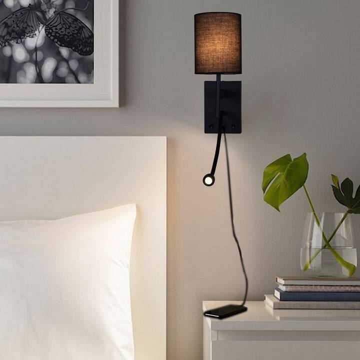 Бра с подсветкой Ambrella Light Wall 86210-9.2-001KT LED3W+E14 BK