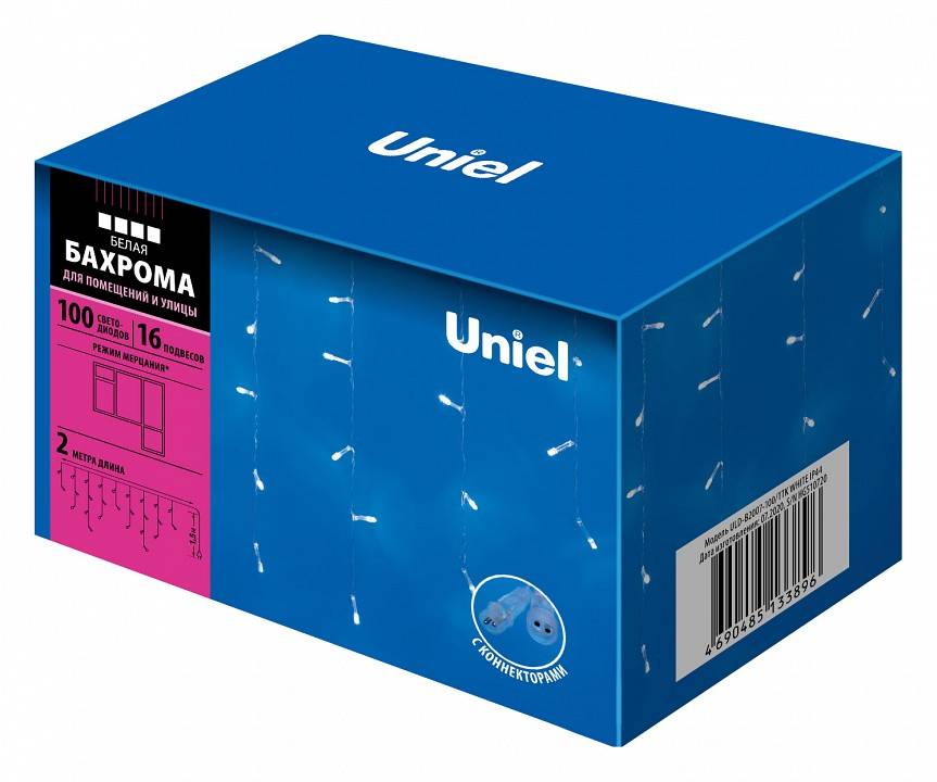 Бахрома световая Uniel ULD-B2007-100/DTA WARM WHITE/WHITE IP44 UL-00007209