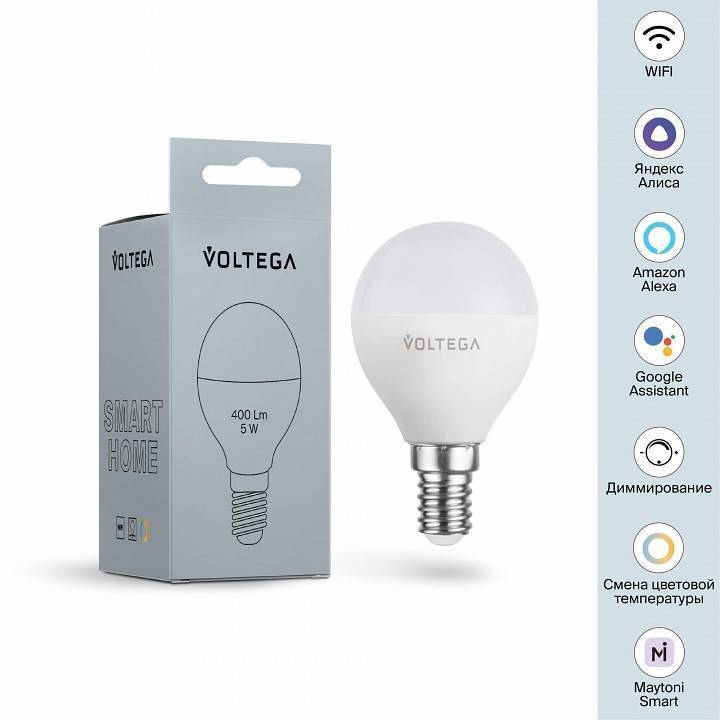 Лампа светодиодная с управлением через Wi-Fi Voltega Wi-Fi bulbs 2428
