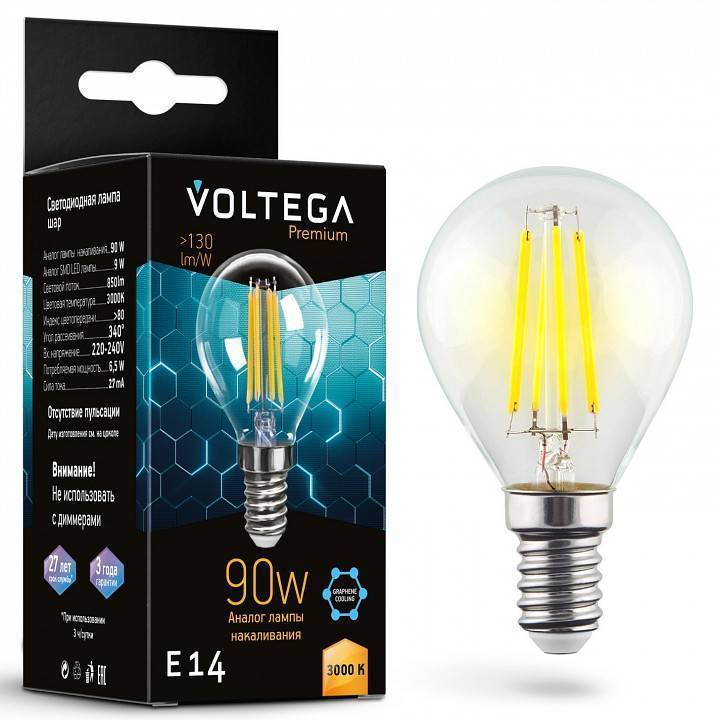 Лампа светодиодная Voltega Globe E14 9W Graphene E14 6Вт 3000K 7222