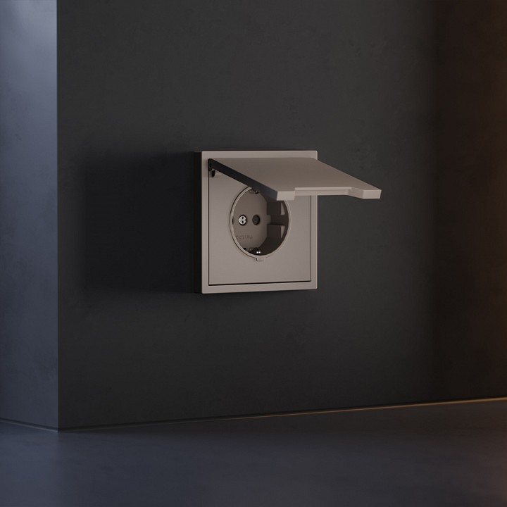 Накладка для розетки с заземлением и со шторками с крышкой Voltum S70 VLS000814