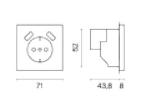 Розетка с заземлением и со шторкой и 2хUSB type A, без рамки Voltum S70 VLS040402