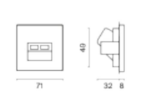 Розетка двойная Ethernet RJ-45 без рамки Voltum S70 VLS060208