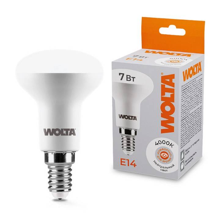 Лампа светодиодная Wolta  E14 7Вт 4000K 25S50R7E14