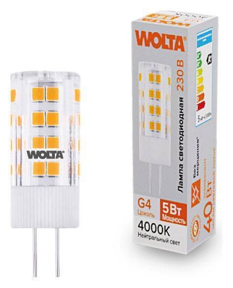 Лампа светодиодная Wolta  G4 5Вт 4000K WSTD-JC-220V5W4KG4-C