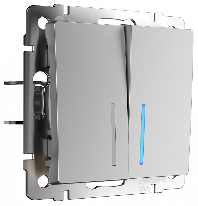 Выключатель проходной двухклавишный с подсветкой без рамки Werkel  W1122106