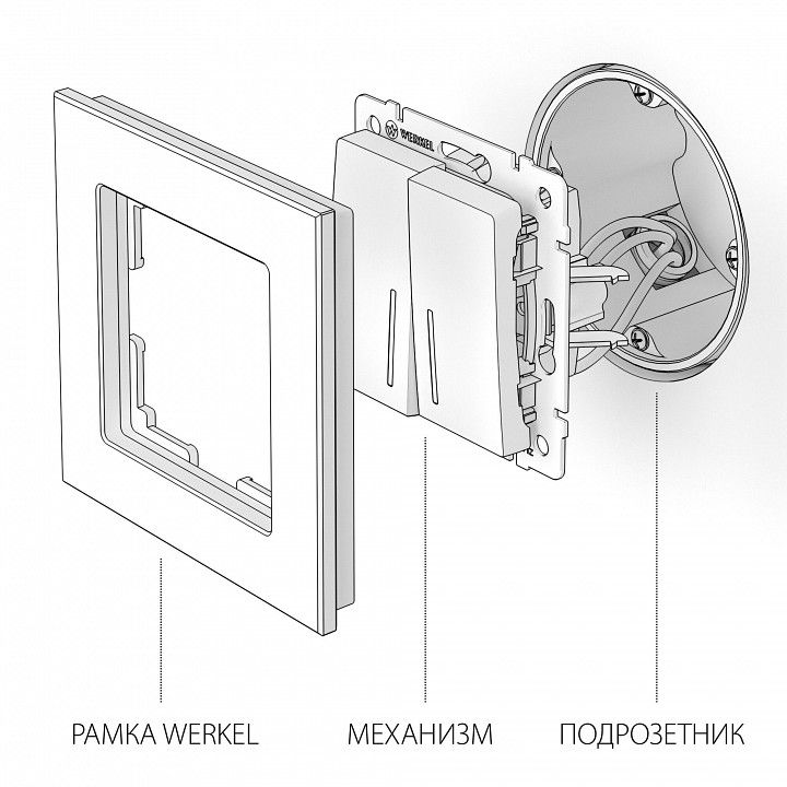 Выключатель проходной двухклавишный с подсветкой без рамки Werkel  W1122106