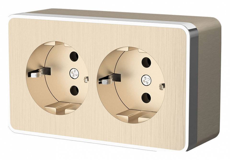 Розетка двойная с заземлением Werkel шампань рифленый W5072110