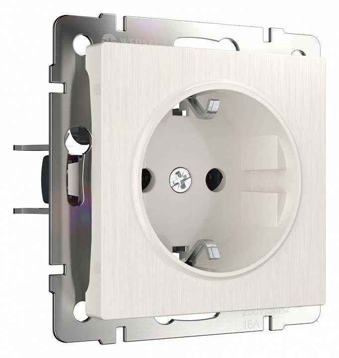 Розетка с заземлением и с шторками, без рамки Werkel перламутровый рифленый W1171113