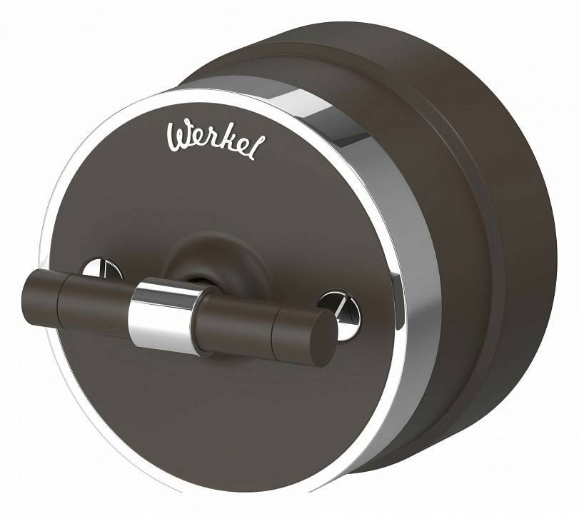 Выключатель одноклавишный с корпусом Werkel Vintage мокко, хром W5812052