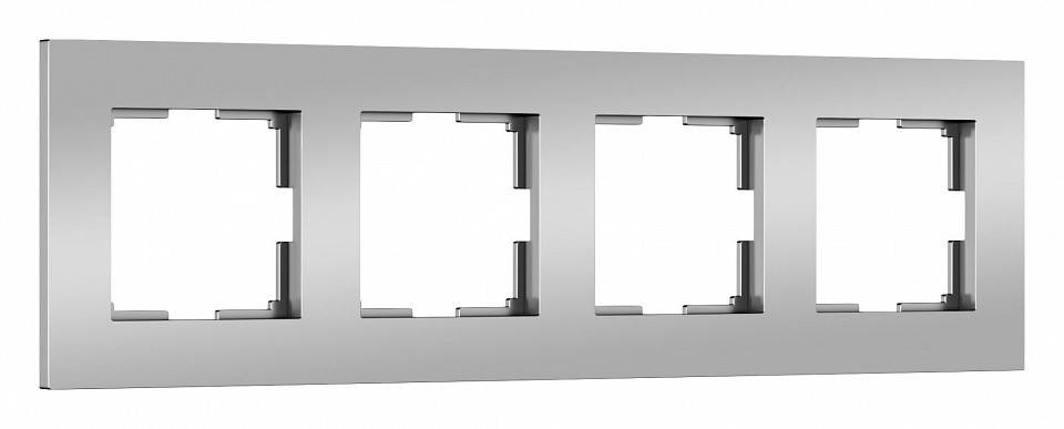 Рамка на 4 поста Werkel Slab серебро матовый W0042965