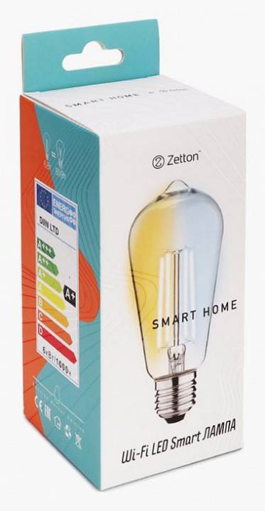 Умная светодиодная лампа Zetton Smart Wi-Fi Bulb E27 6 Вт 2200-6500 K ZTSHLBWCWE272RU