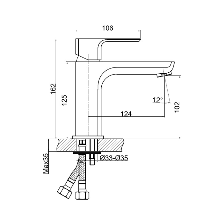 Смеситель для раковины Cersanit Geo однорычажный с донным клапаном Click-Clack 63039