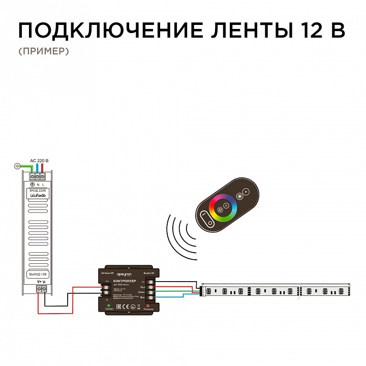 Контроллер-регулятор цвета RGB с пультом ДУ Apeyron Electrics  04-03(288)