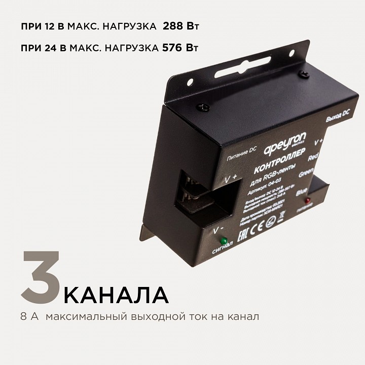 Контроллер-регулятор цвета RGB с пультом ДУ Apeyron Electrics  04-03(288)