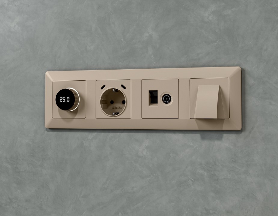 Накладка для розетки с заземлением и со шторками и 2хUSB type С Ambrella Volt ALFA AP3705