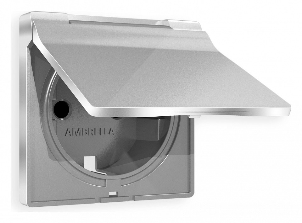 Накладка для розетки влагозащищенной с заземлением и со шторками с крышкой Ambrella Volt Quant AP4080