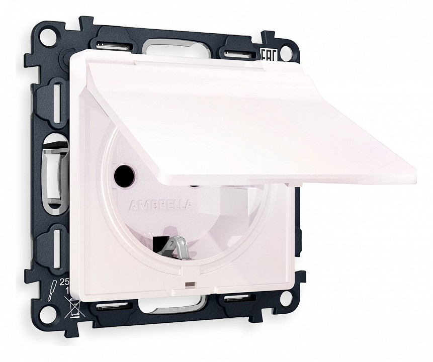 Розетка с заземлением и со шторкой, без рамки с крышкой Ambrella Volt Quant MA208010