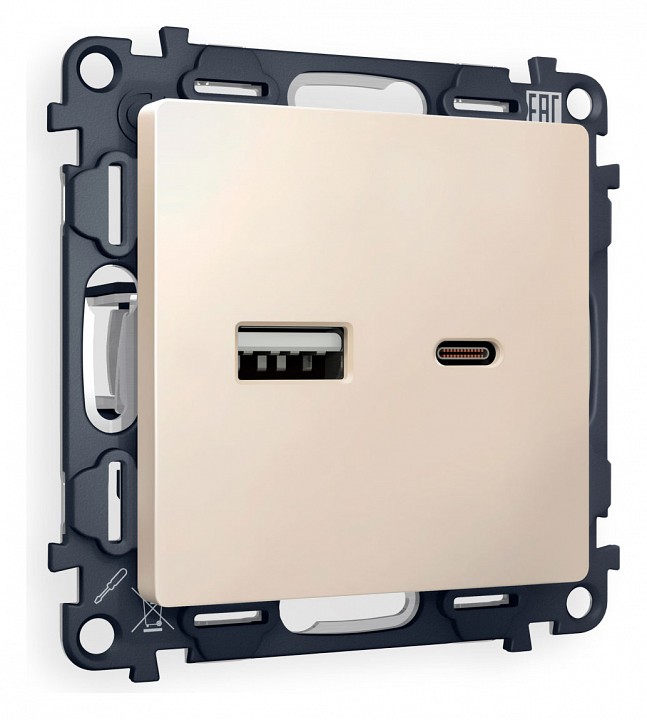 Розетка 2хUSB type A и C без рамки Ambrella Volt Quant MA331010