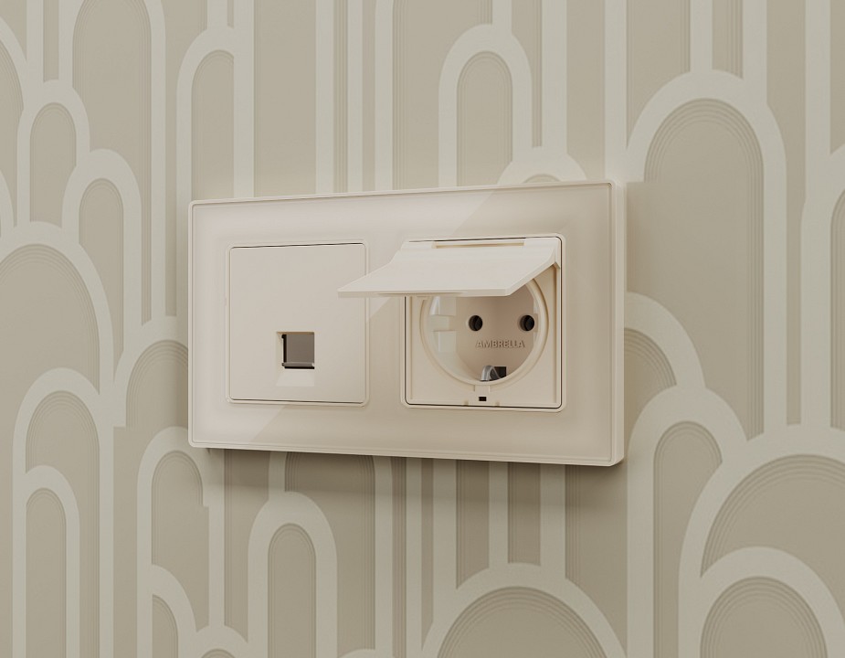 Розетка Ethernet RJ-45 и со шторками, без рамки Ambrella Volt Quant MA332010