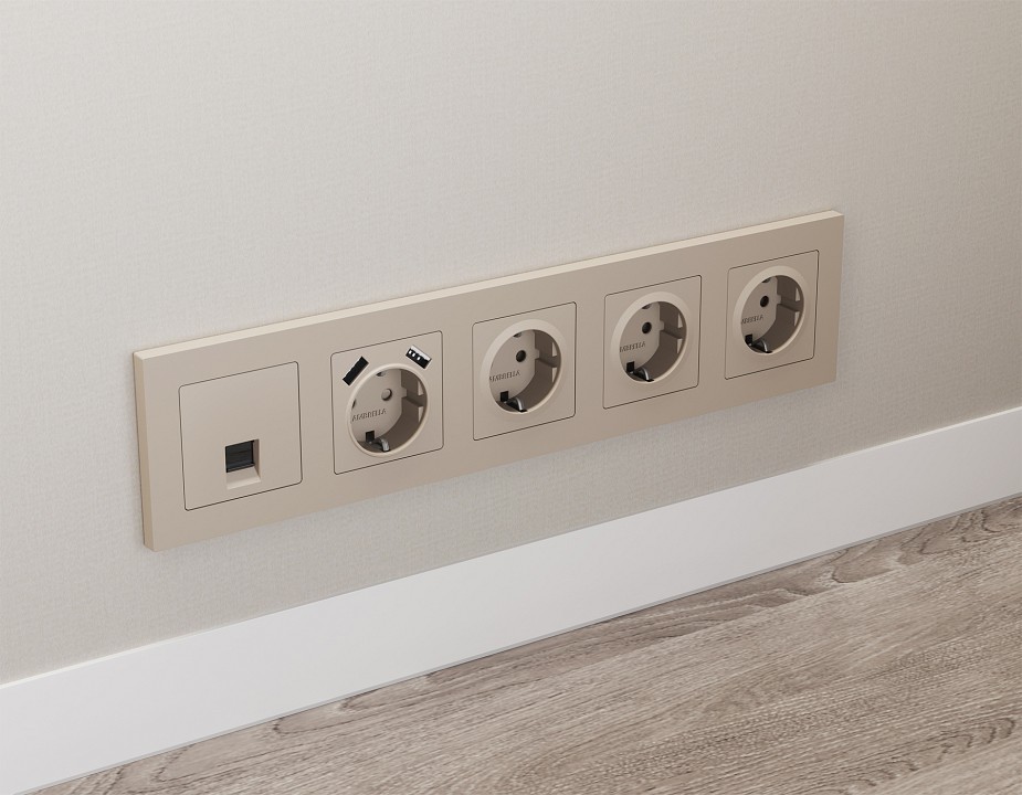 Розетка Ethernet RJ-45 и со шторками, без рамки Ambrella Volt ALFA MA372005