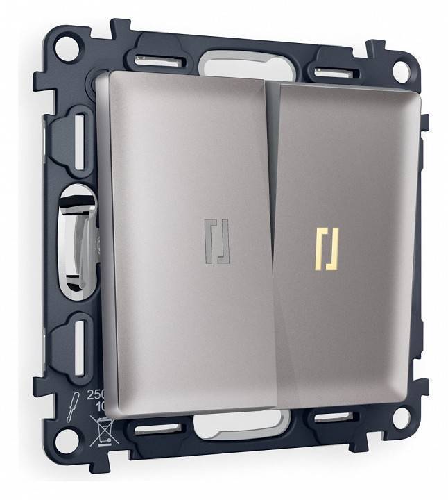 Выключатель двухклавишный с подсветкой без рамки Ambrella Volt Quant MA504010