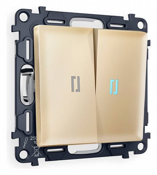 Выключатель двухклавишный с подсветкой без рамки Ambrella Volt Quant MA604020