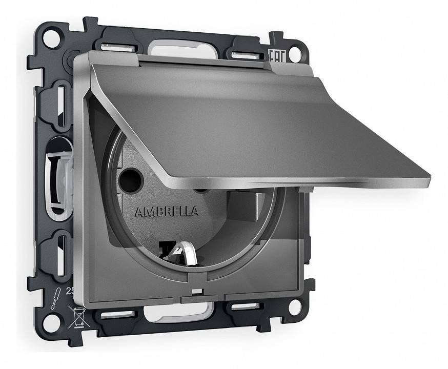 Розетка с заземлением и со шторкой, без рамки с крышкой Ambrella Volt Quant MA658010