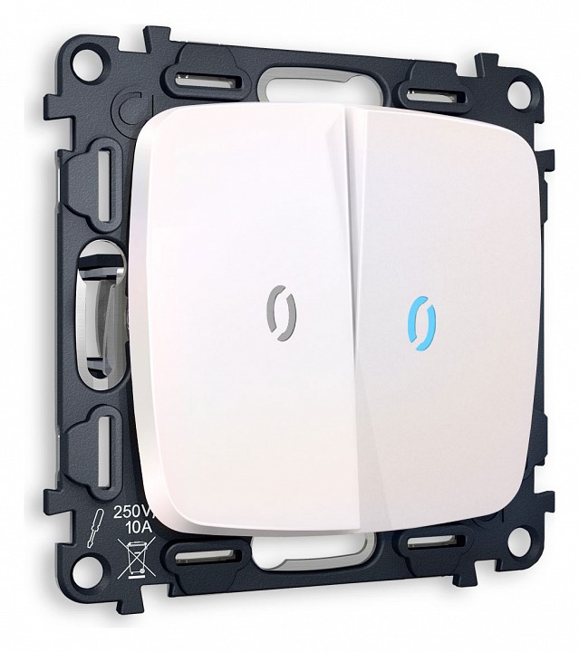 Выключатель проходной двухклавишный с подсветкой без рамки Ambrella Volt Quant MO204040