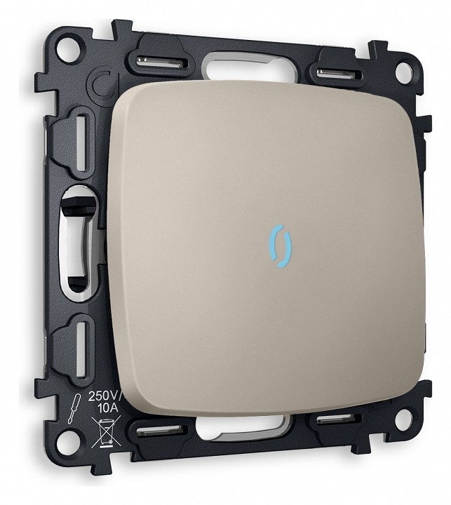 Выключатель проходной одноклавишный с подсветкой без рамки Ambrella Volt Quant MO362040