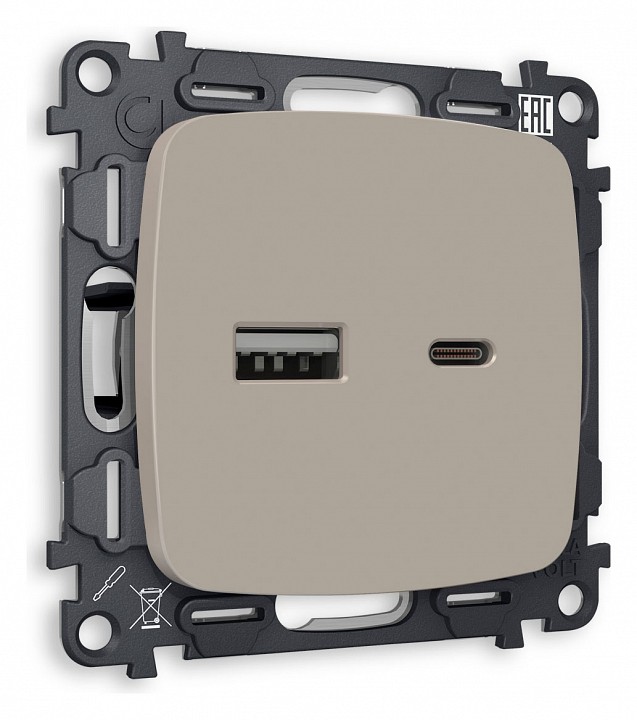 Розетка 2хUSB type A и C без рамки Ambrella Volt Quant MO371010