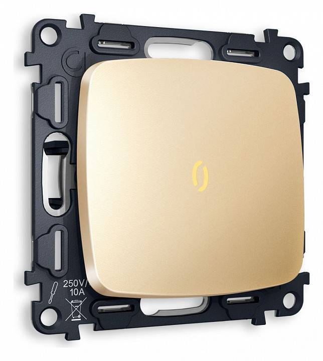 Выключатель проходной одноклавишный с подсветкой без рамки Ambrella Volt Quant MO602030