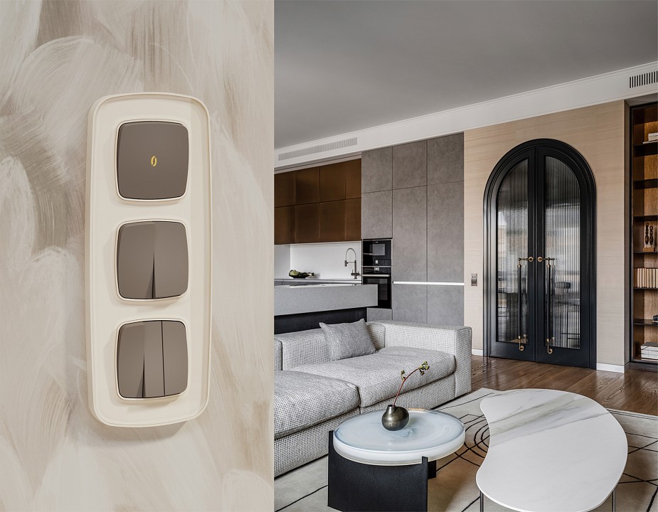 Выключатель перекрестный двухклавишный без рамки Ambrella Volt OMEGA MO633030