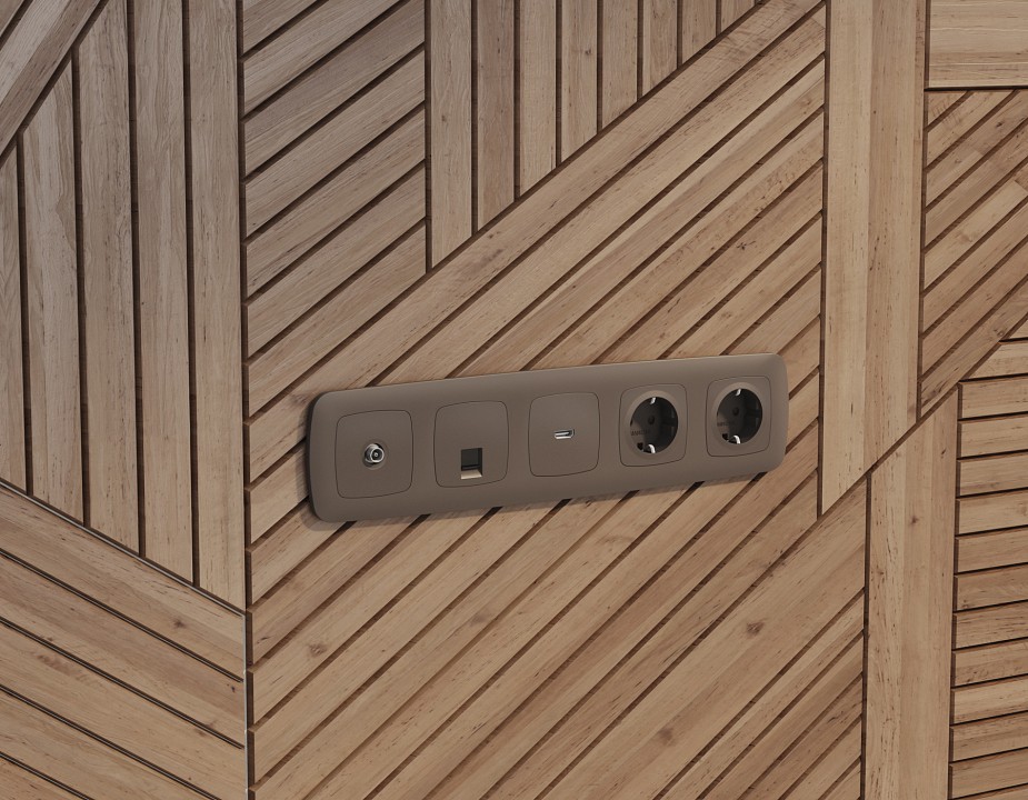 Розетка Ethernet RJ-45 и со шторками, без рамки Ambrella Volt OMEGA MO642005