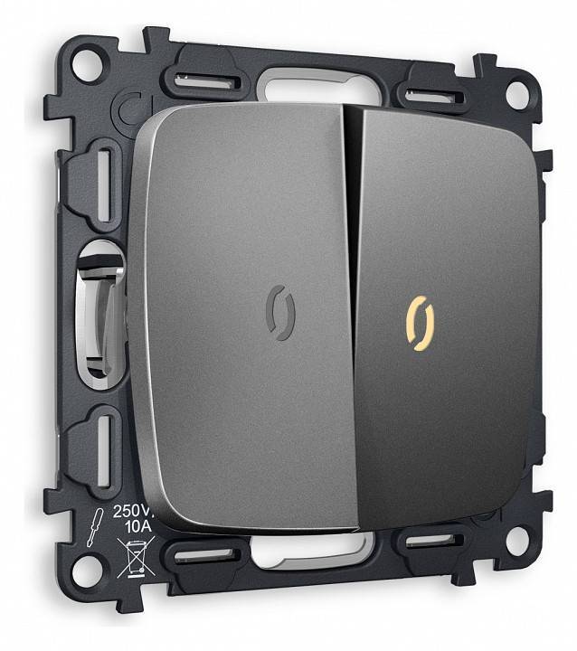 Выключатель проходной двухклавишный с подсветкой без рамки Ambrella Volt Quant MO654030