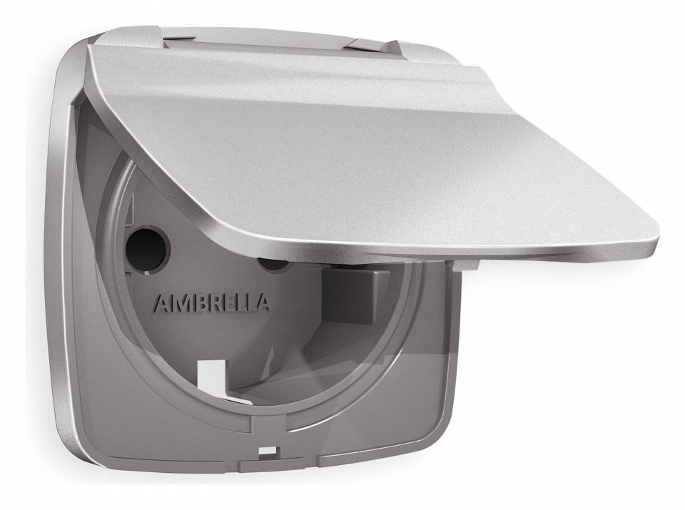 Накладка для розетки влагозащищенной с заземлением и со шторками с крышкой Ambrella Volt Quant OP5080