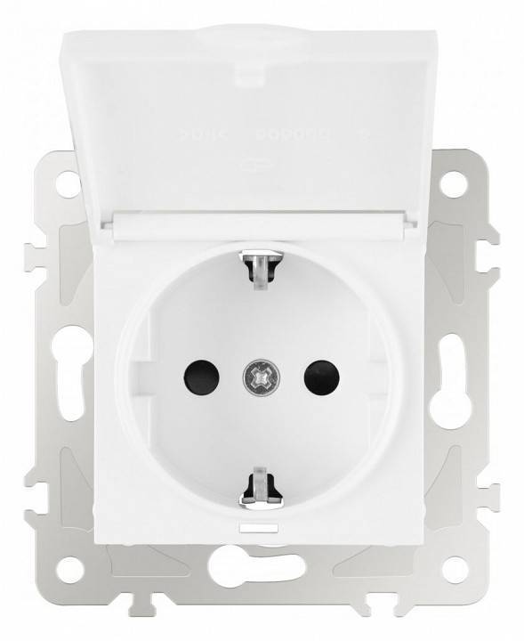 Розетка влагозащищенная с заземлением и со шторкой с крышкой Arte Milano am-203 203.41-1.white