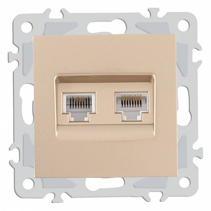 Розетка двойная RJ-11 и Ethernet RJ-45, без рамки Arte Milano am-206 206.44-1.shampan