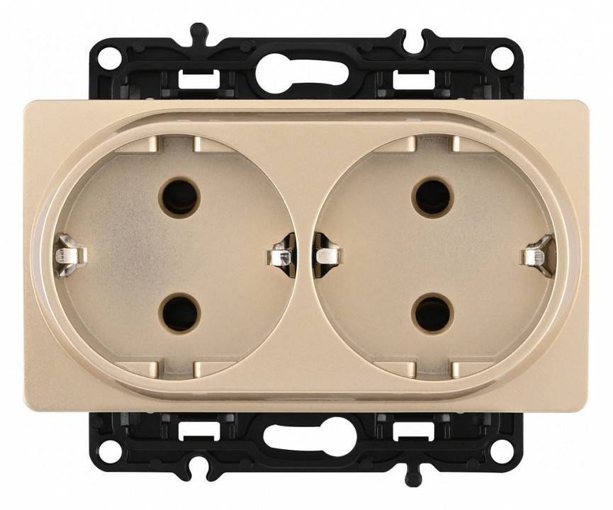 Розетка двойная с заземлением без рамки Arte Milano am-217 шампань 217.40-2.shampan