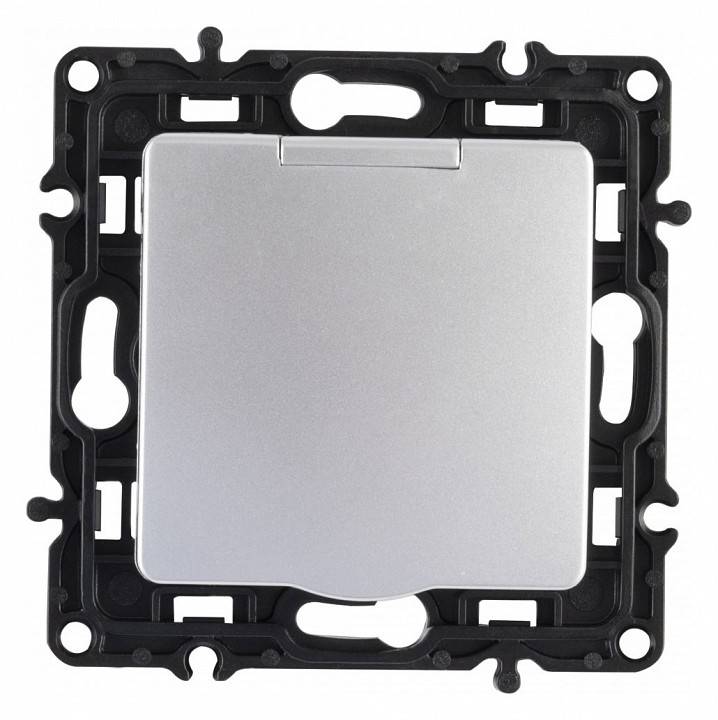 Розетка влагозащищенная с заземлением и со шторкой с крышкой Arte Milano am-217 217.41-1.silver